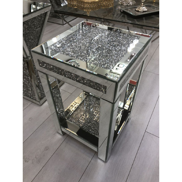 Diamond mirrored outlet side table